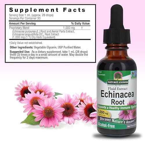 Miniatura 3 de Nature's Answer Extracto sin alcohol de equinácea, 1 onza líquida, promueve el bienestar general, refuerzo inmunológico natural, reductor