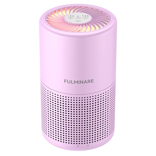 FULMINARE Air Purifiers for Bedroom H13 True HEPA Air Filter, Quiet Air Cleaner With Night Light, Portable Small Air Purifier for Home, Office, Living Room (Purple) - Purple - 1 Pack