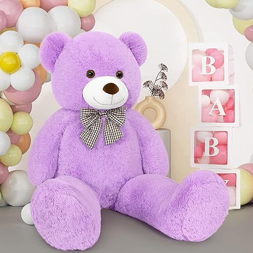 Miniatura 15 de MaoGoLan Oso de peluche color rosado gigante de 55 pulgadas, animales rellenos grandes y de tamaño real para novia Rosa,Azul,Marrón,Crema,Marrón