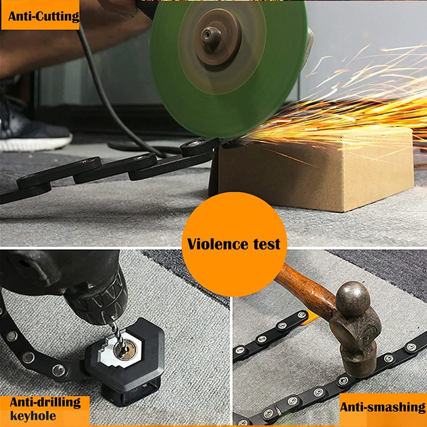 Lucchetto Pieghevole per Bicicletta, Resistente, ad Alta Sicurezza, in Lega di Acciaio, antifurto, per Bici da Corsa, motociclette elettriche (Nero, 6,7 x 5,5 cm)