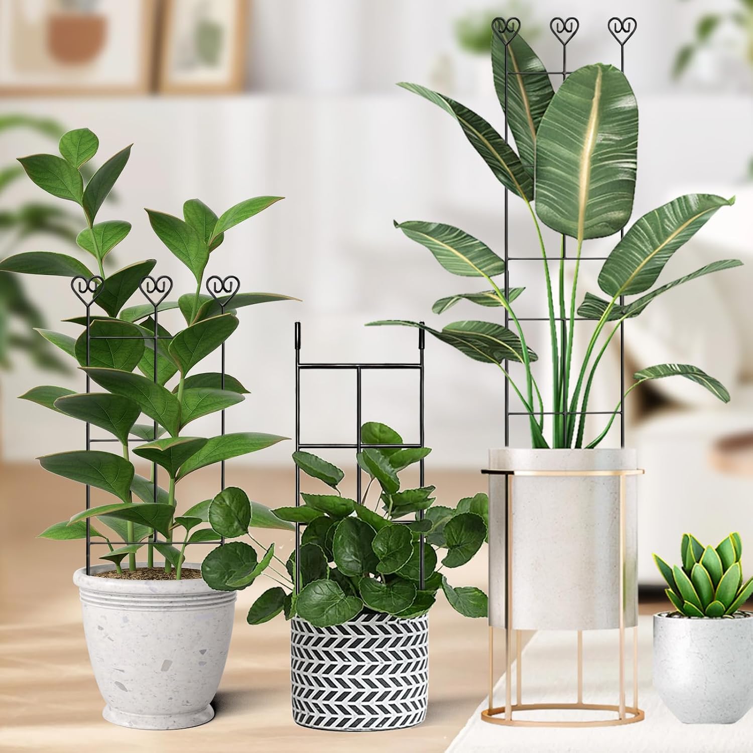 32.6 Inch 2Pack Garden Trellis for Potted Climbing Plants, Black image 3
