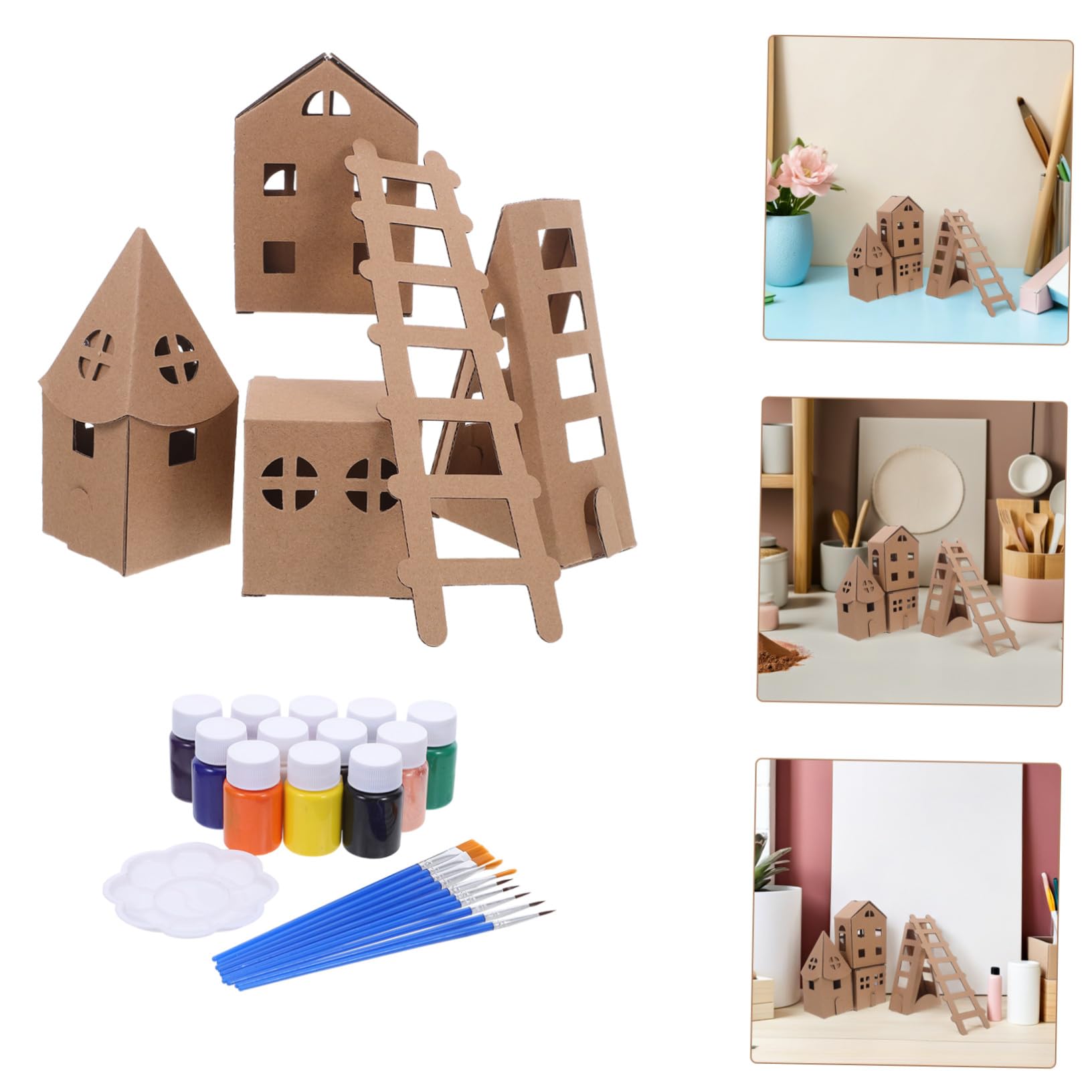 LIFKOME Mini Casa in Cartone da Colorare Kit DIY Modellino Casa di Carta Piccola per Scuola e Attività Creative
