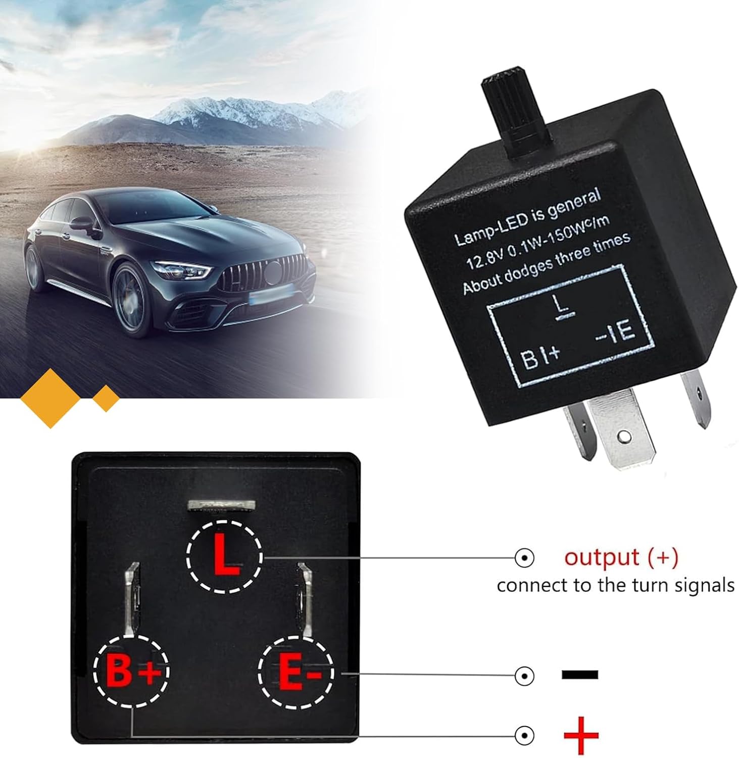 WZP CF13 LED Flasher Relay, 12V 3 Pin Flasher Relay for Led Turn Signal, Universal Plug and Play Flash Frequency Repair Tool for Most Vehicles (Black)
