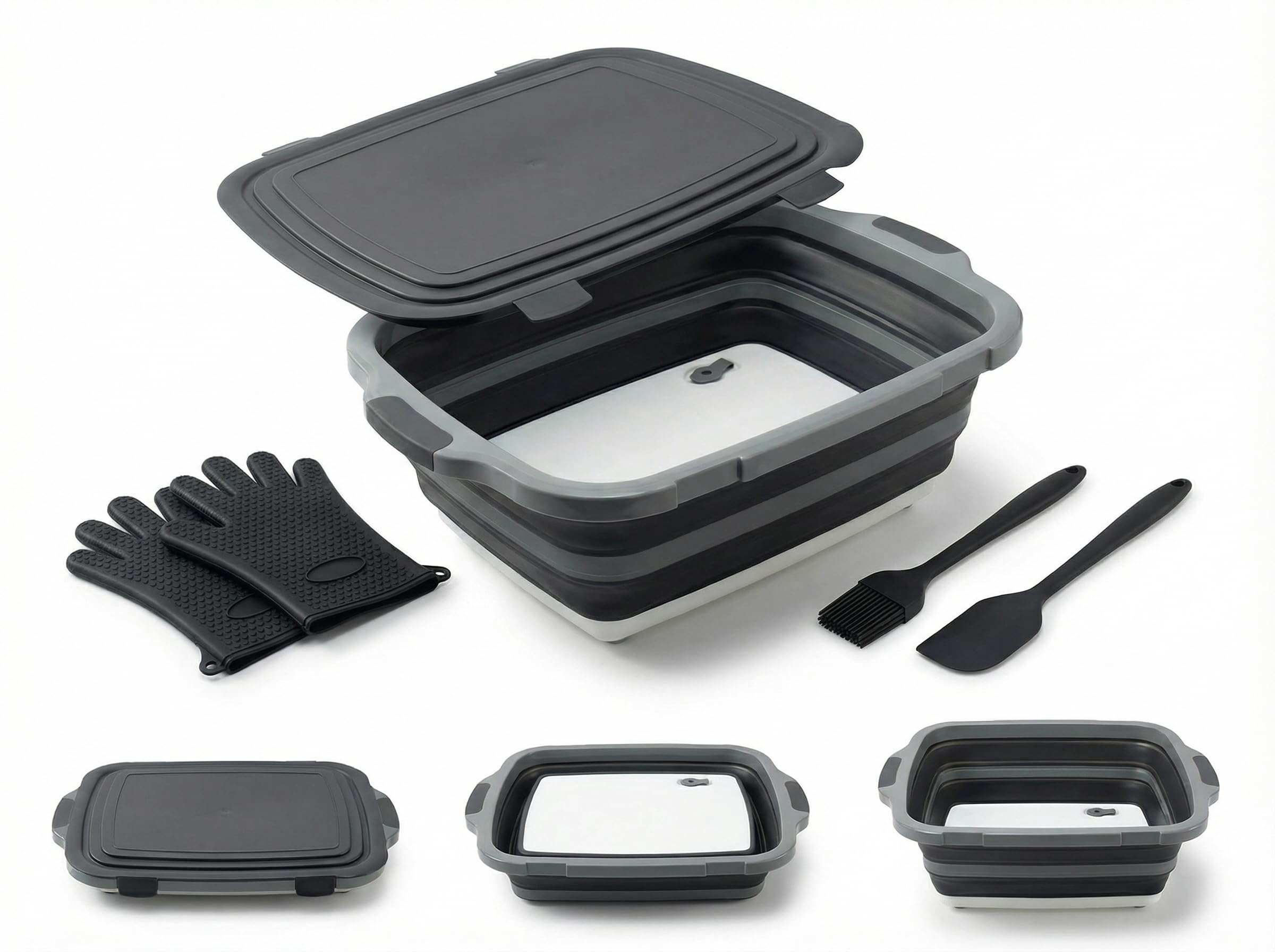 FZBJS Collapsible BBQ Prep Tub 5-Piece Set