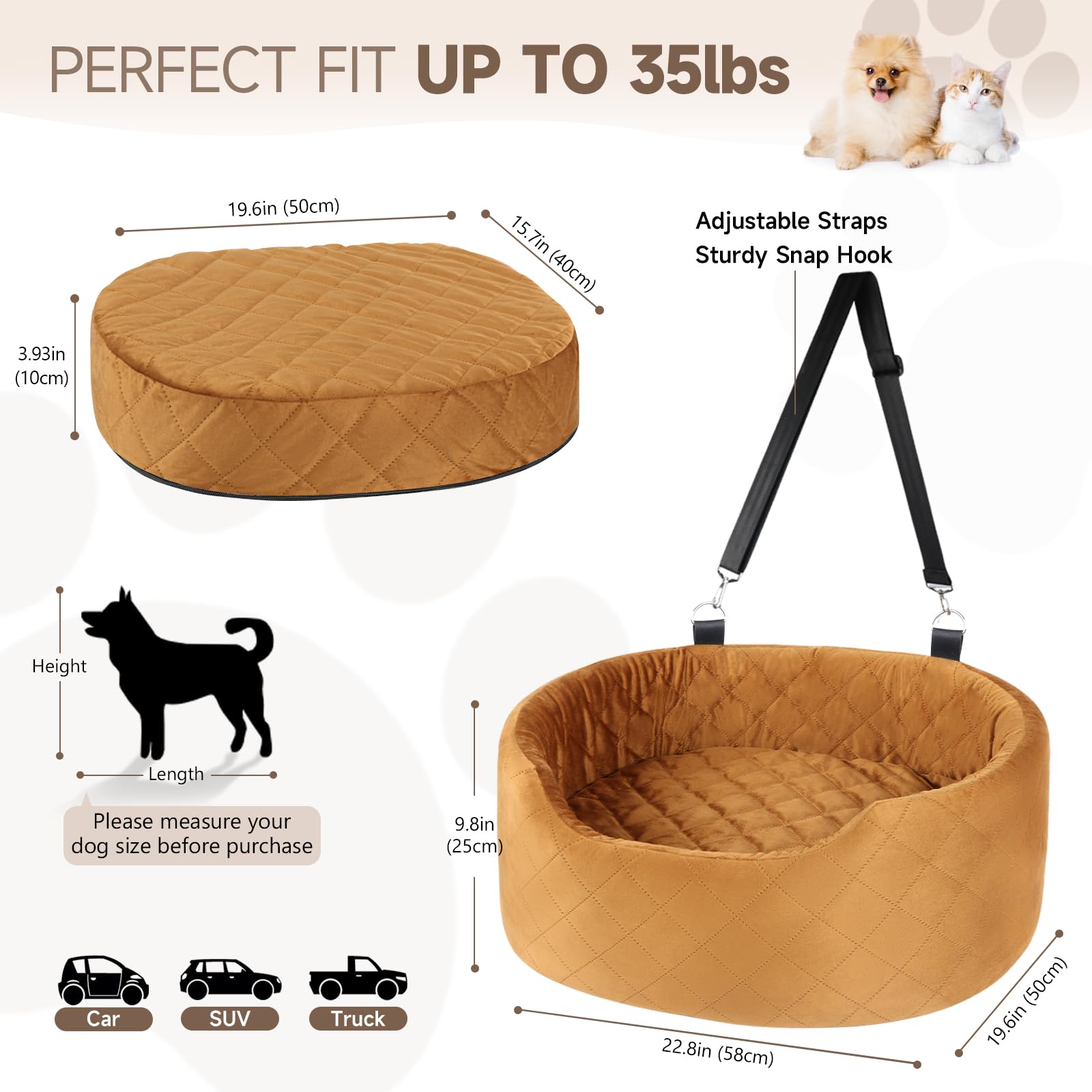 Siège Auto Pour Chien Gearking Siège De Voiture Pour Chien De Grande Taille De Moins De 45,4 Kg - Rehausseur Siege Auto Chien Moyenne Taille