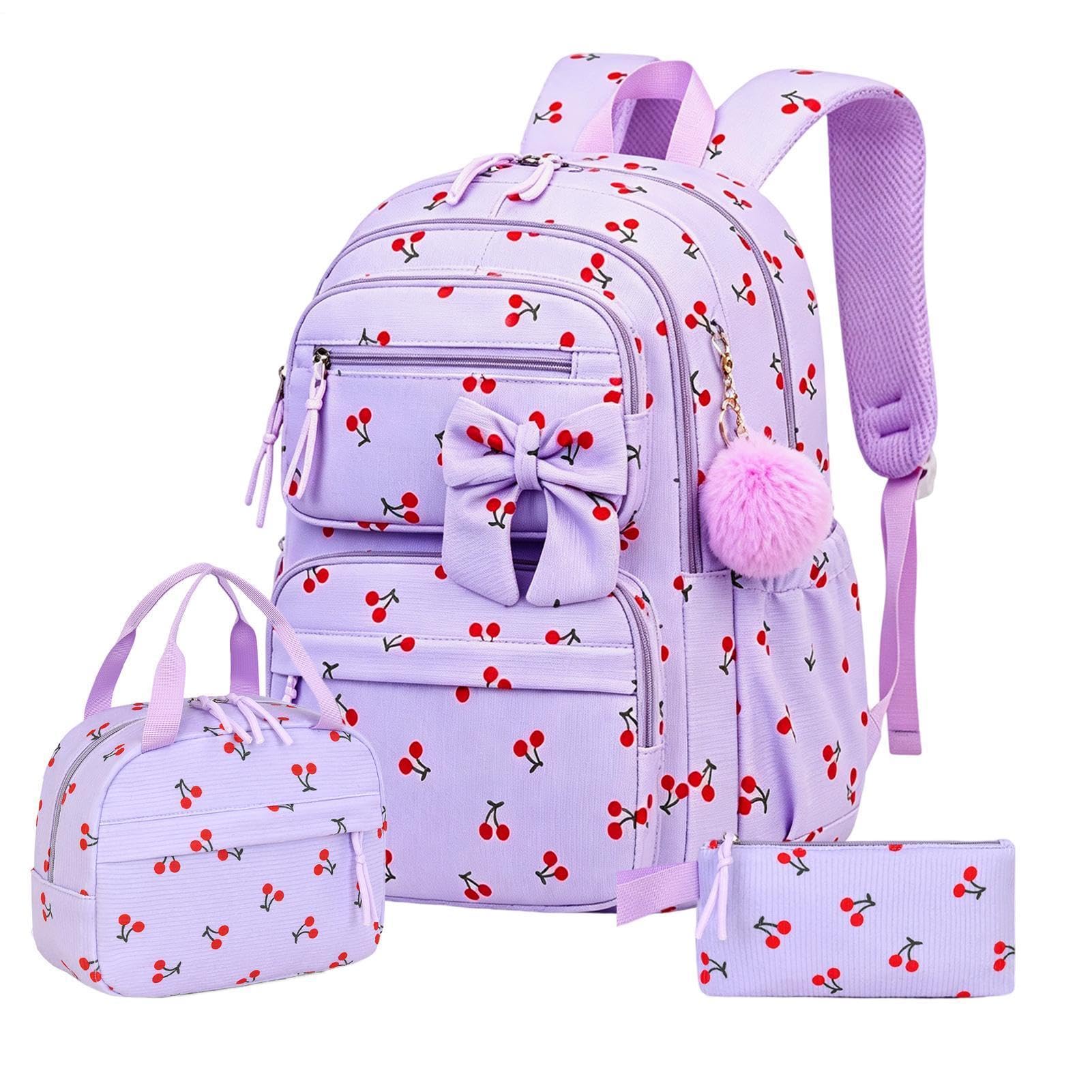 Zaino per asilo da 17 pollici impermeabile traspirante Bookbag Set, Viola, Refer to description, Unisex | Set di zaini per ragazze e ragazzi in età prescolare elementare ritorno a scuola viaggi studenti campeggio quotidiano sport