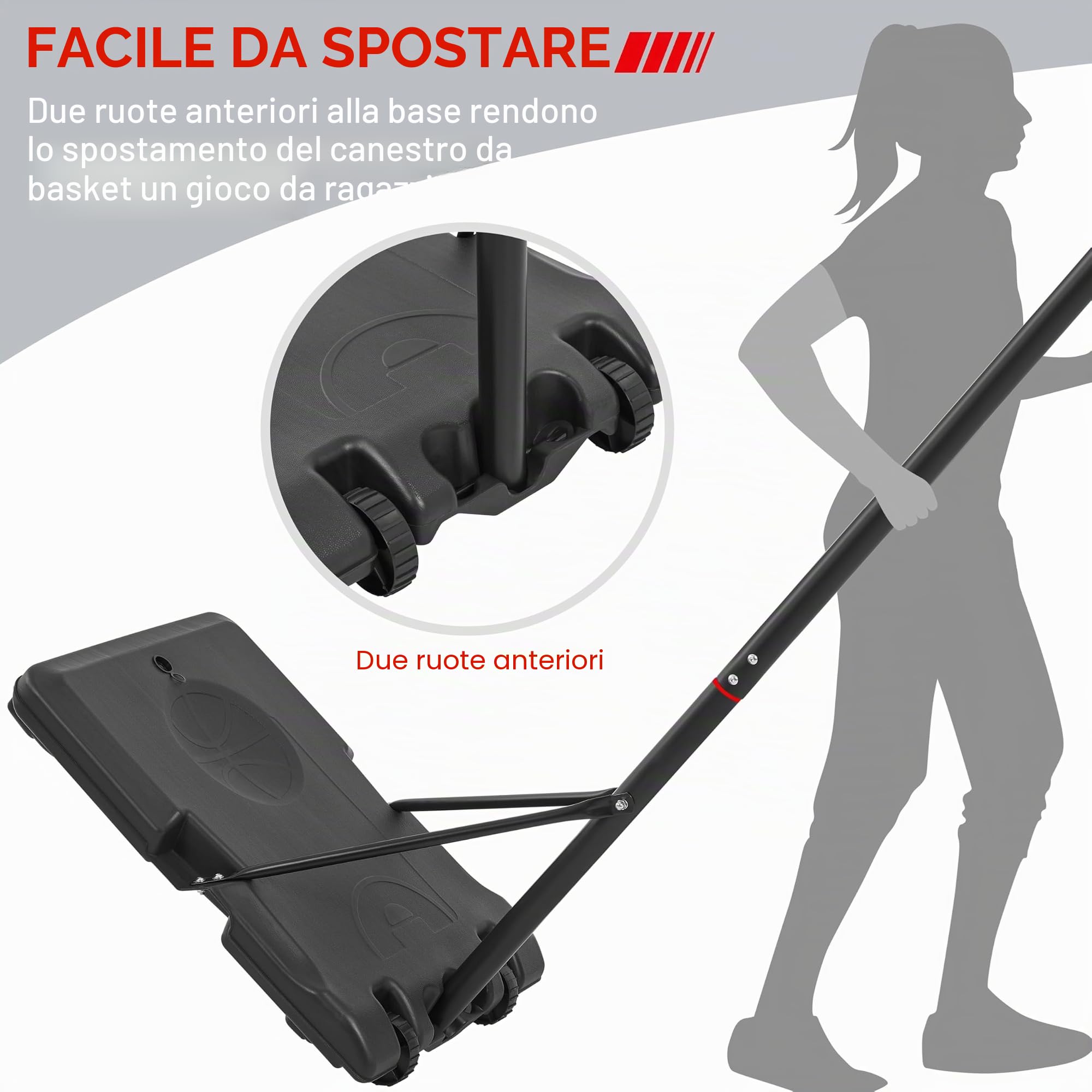 Yaheetech Canestro Basket Esterno Interno in HDPE e Metallo con Colonna Tabellone Canestro