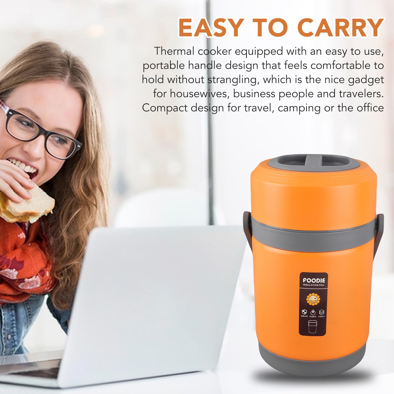 Hot Pot Electric mit Dampfer, 2L -Ramenkocher, Elektro -Topf für Pasta, Shabu Shabu, Haferflocken, Suppe und Ei, Tragbarer Kocher, Grundnahrungsraum -Essentials, Tragbarer (ORANGE)