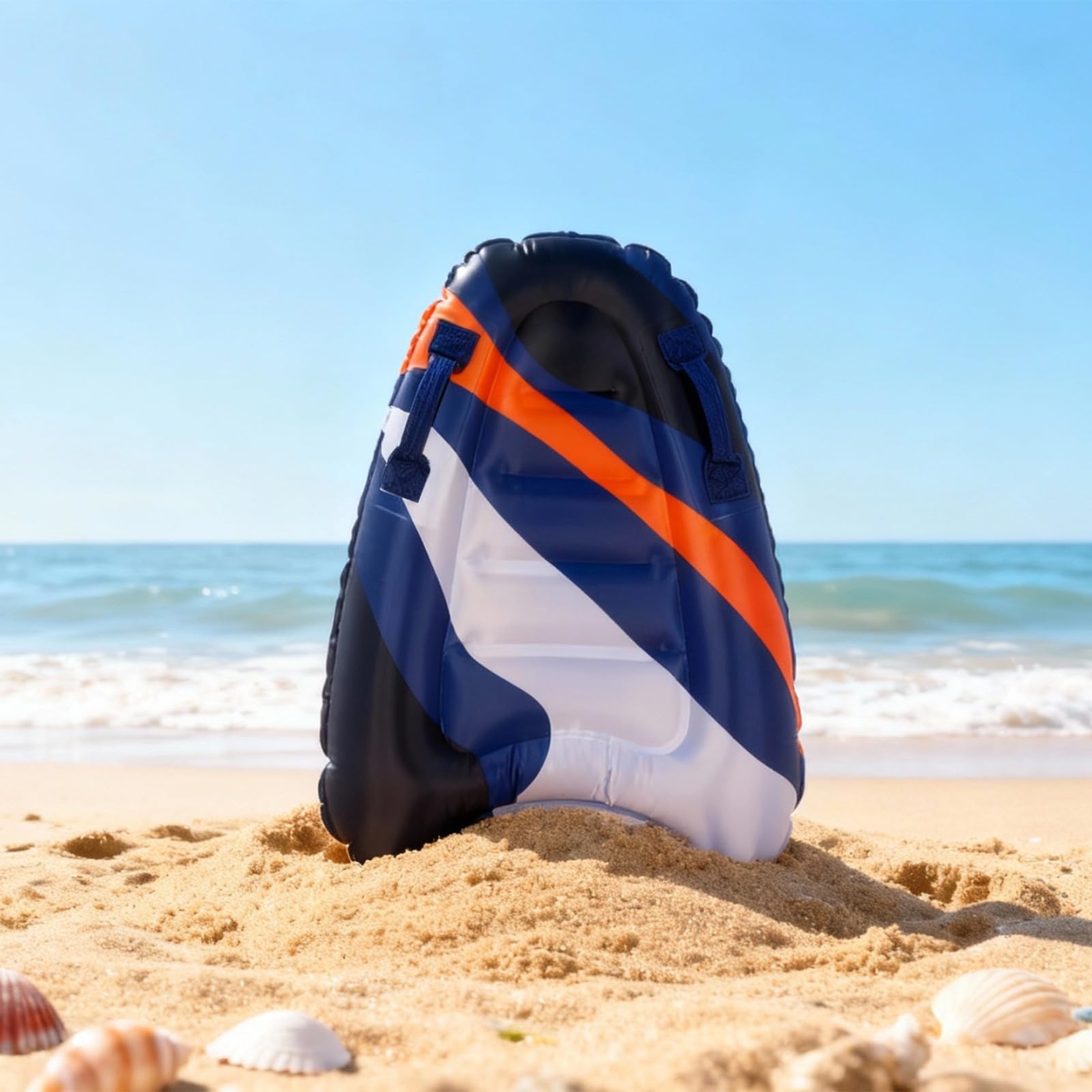 Aufblasbares Surfboard für Jugendliche und Erwachsene, 70 x 52 x 15 cm, gestreiftes PVC Bodyboard mit Griffen, leicht, tragbar, schwimmfähig, ideal für Schwimmen und Wasserspaß am Strand