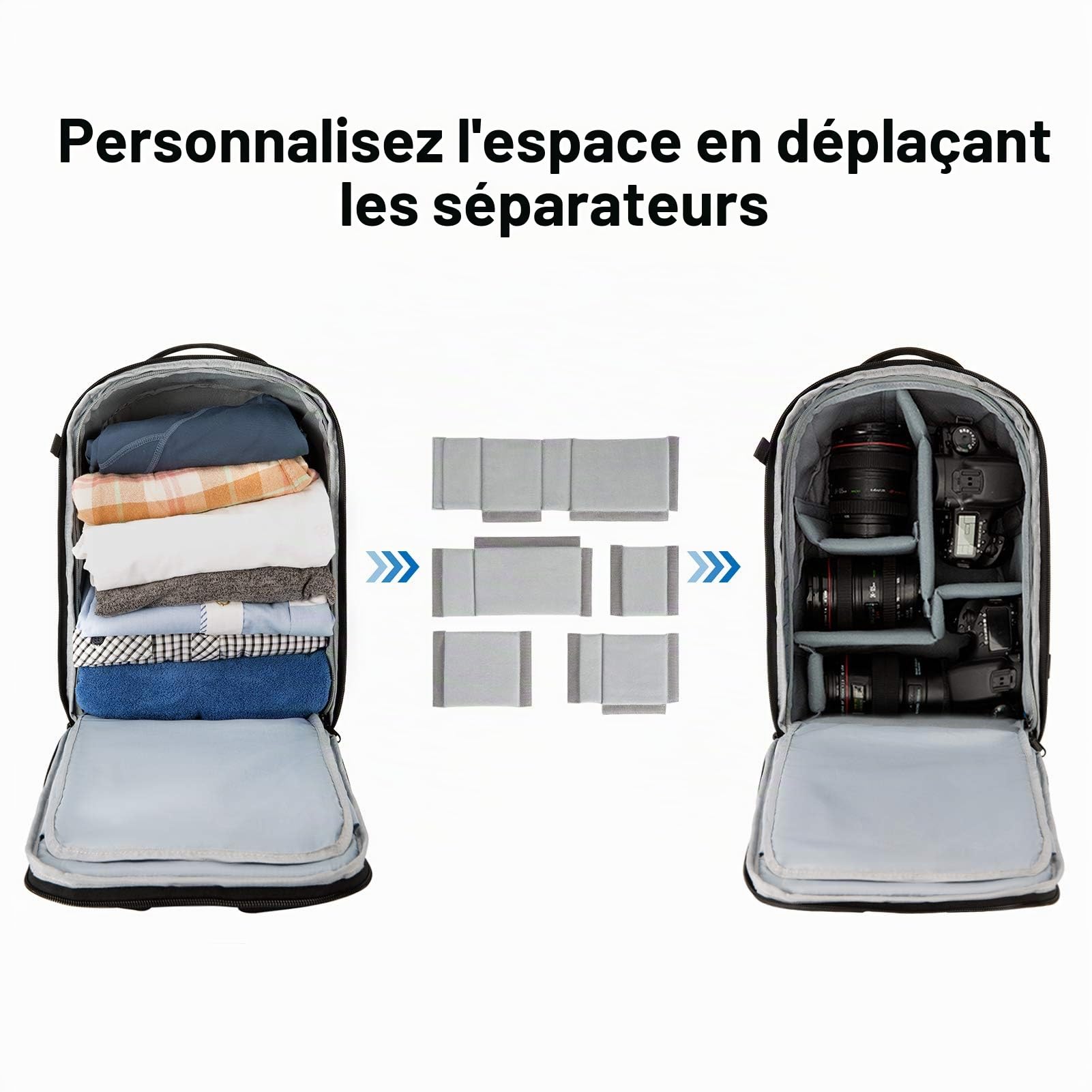 bagsmart Sac pour appareil photo reflex numérique étanche pour appareil photo numérique Gadget Sac à bandoulière pour hommes et femmes, noir