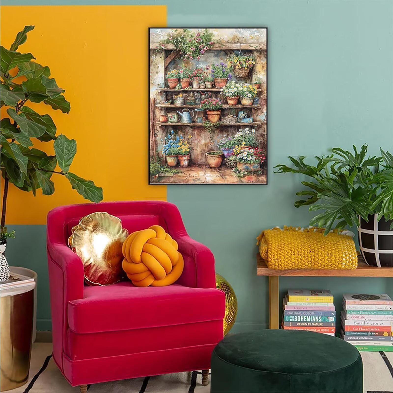 Diamond Painting Pianta, Diamond Painting Erwachsene Vaso Bastelset, DIY Diamant Malerei Runder Vollbohrer Diamanten Kinder Malerei Stickerei Kreuzstich Dekoration, Geschenk 90x120 cm PJY9 K-6