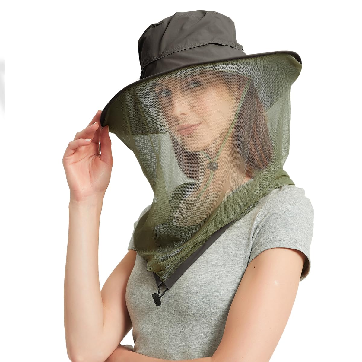 Head Net Hat - Safari Hat Sun Hat Bucket Hat Fishing Hat with Netting Net Mesh for Men/Women