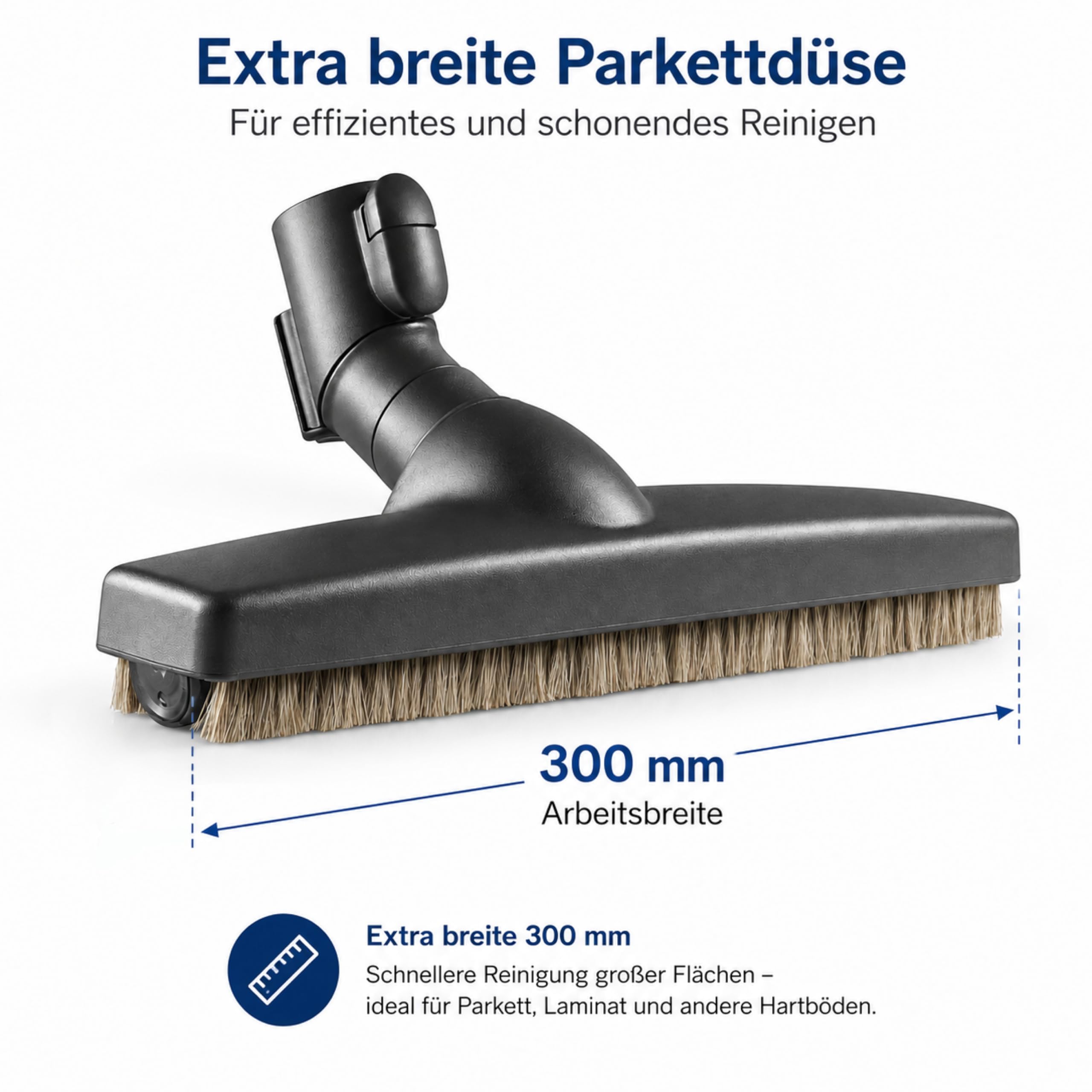 DeClean Parkettbürste kompatibel mit Miele Staubsauger S8000, S8, S8340, S8360 Serie - Extra Breite 35mm Düse - Hochwertiges Ersatzteil für Parquet Twister XL SBB 300-3 PQ, 400-3