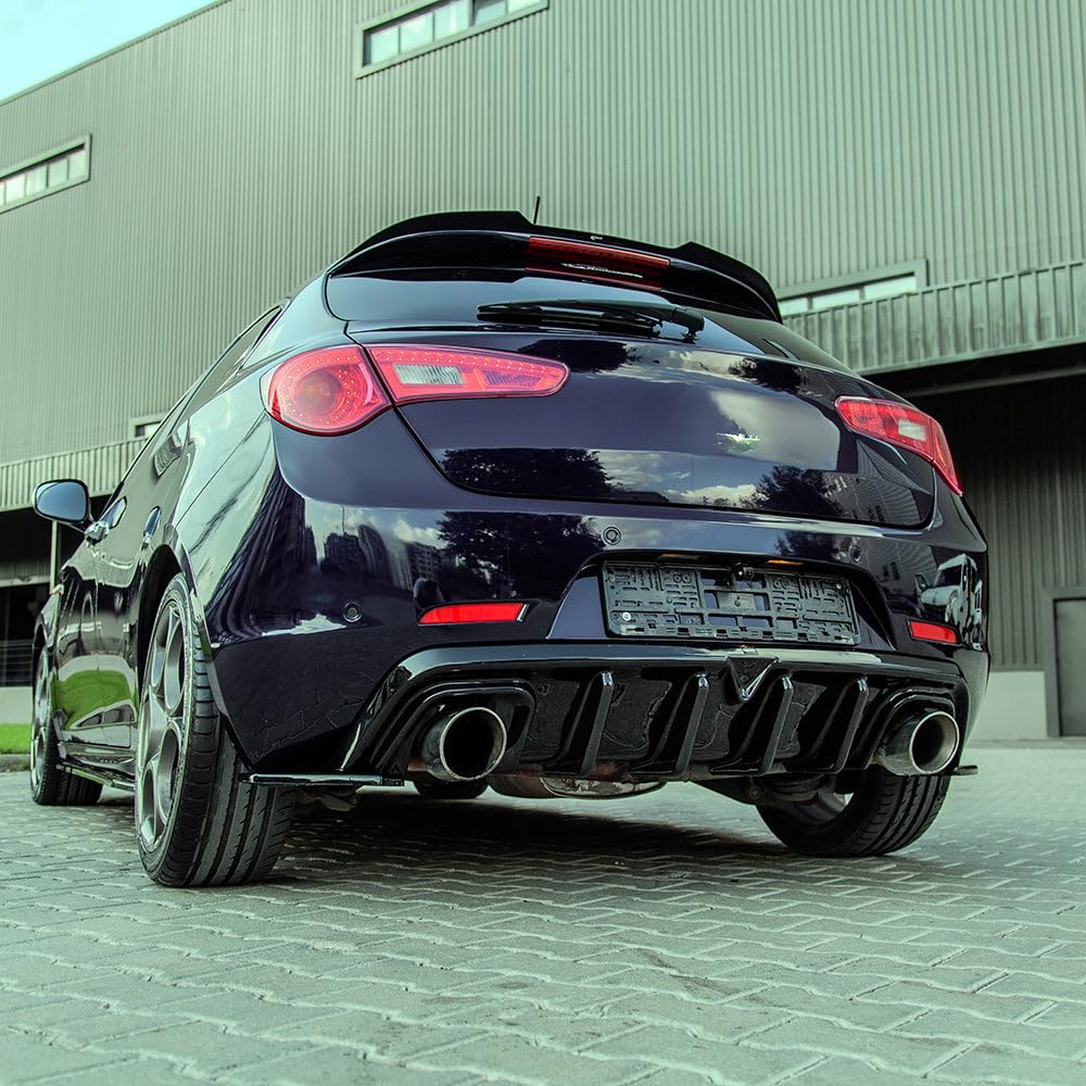 Oneway Jupes de pare-chocs arrière (coins) compatible avec Alfa Romeo Giulietta 2010-2020 - Noir brillant