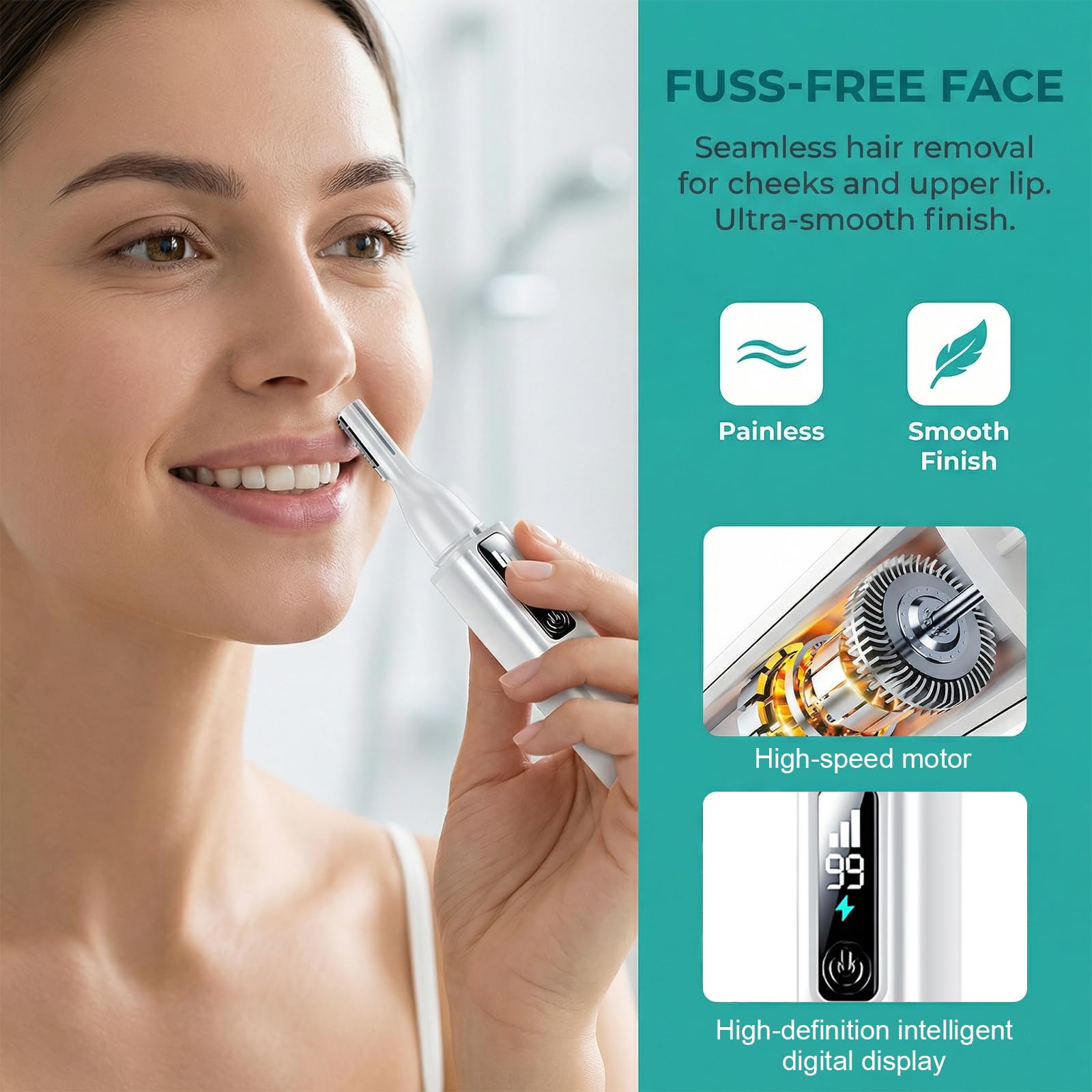 Colexy Augenbrauen Trimmer Damen, 2 in 1 Elektrischer Gesichtsrasierer Augenbrauenrasierer Wiederaufladbarer Nasenhaartrimmer, Tragbarer Präzisionstrimmer für Frauen Körper und Gesicht (Rosa)