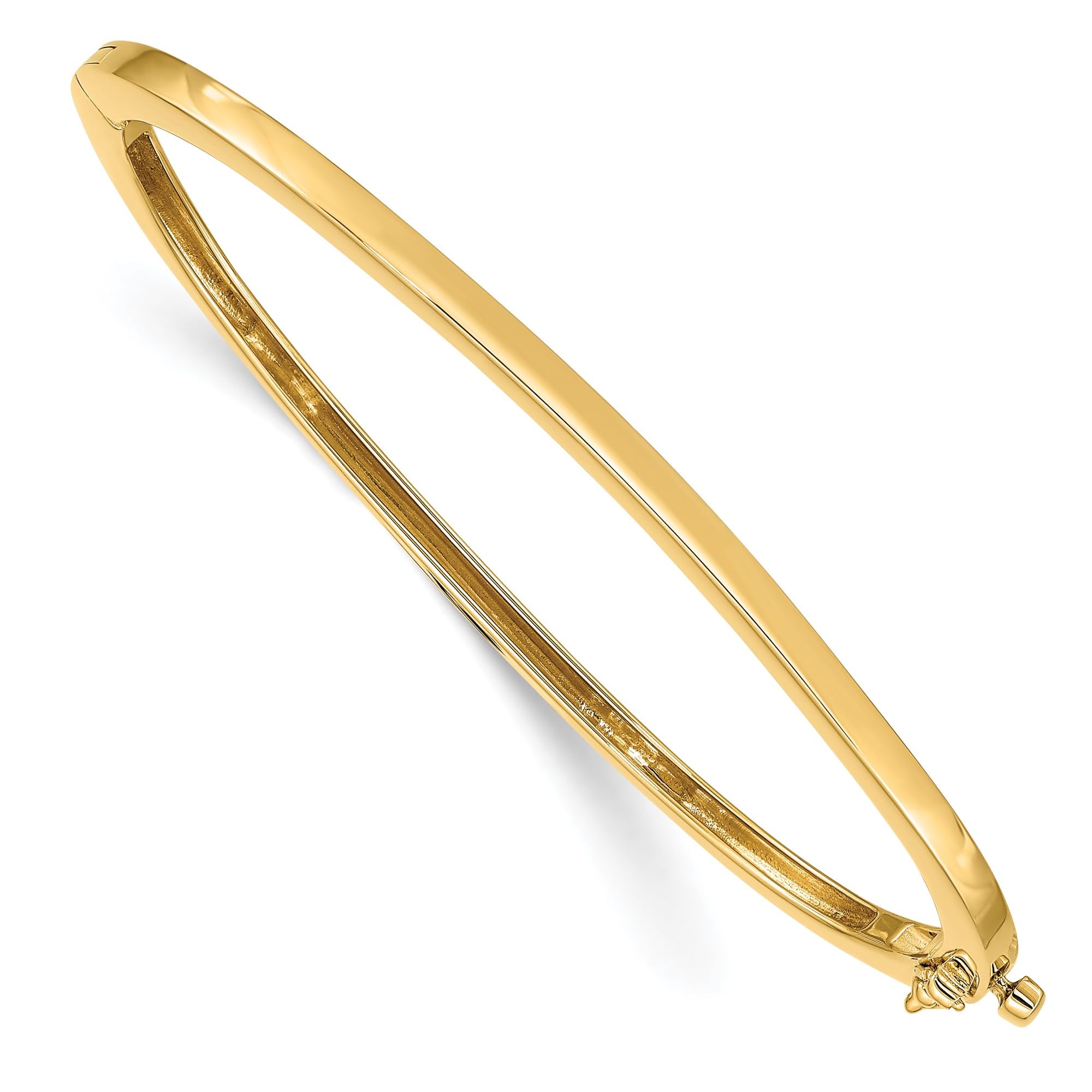 IceCarats 14K Solid Yellow Gold 2 5mm Hinged Bangle Bracelet
