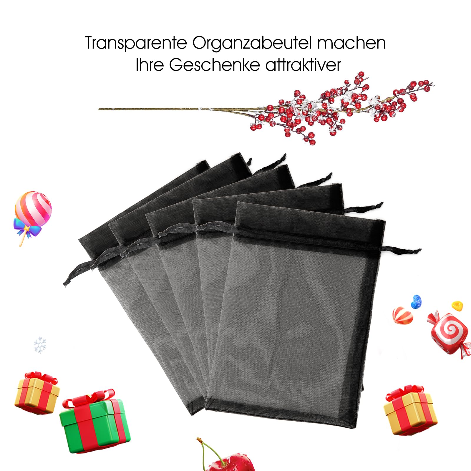 jijAcraft Bolsas de Organza Bolsas de Organza Doradas para Bodas 10 * 15 cm, 50 Piezas con cordón, Bolsas de joyería para Regalo de Dulces, Bolsas de Regalo para Bodas