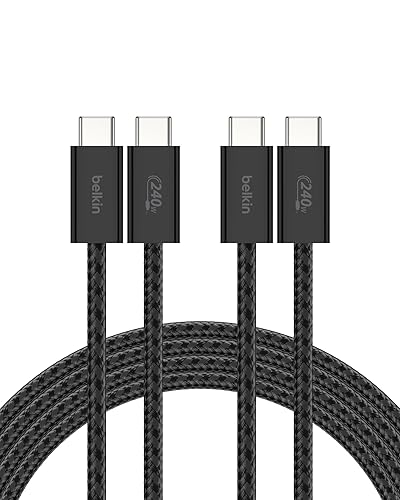 Vista 13 de Belkin Cable USB C a USB C, 3.3 pies, 240 W - Cargador tipo C, cable de carga para iPhone, suave, trenzado, flexible para iPhone 17, Galaxy S25