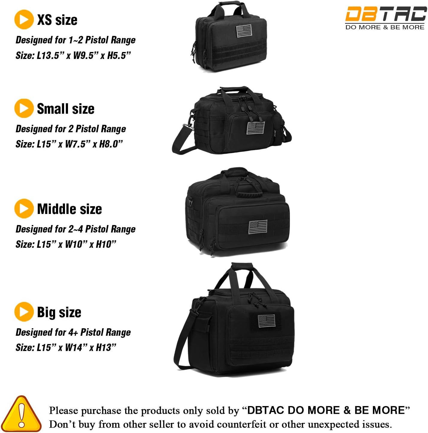 DBTAC Gun Range Bag Small | Tactical 2x Pistol Shooting Range Duffle Bag with Lockable Zipper for Handguns and Ammo (Black) : Sports & Outdoors
