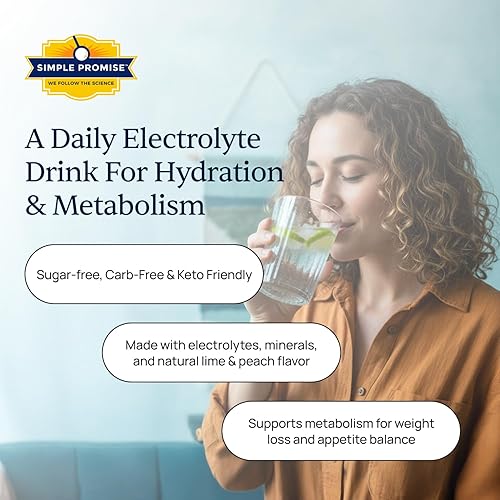 Miniatura 2 de Simple Promise ElectroSlim - Polvo de electrolitos sin azúcar para hidratación, con electrolitos esenciales, fórmula sin azúcar para el equilibrio