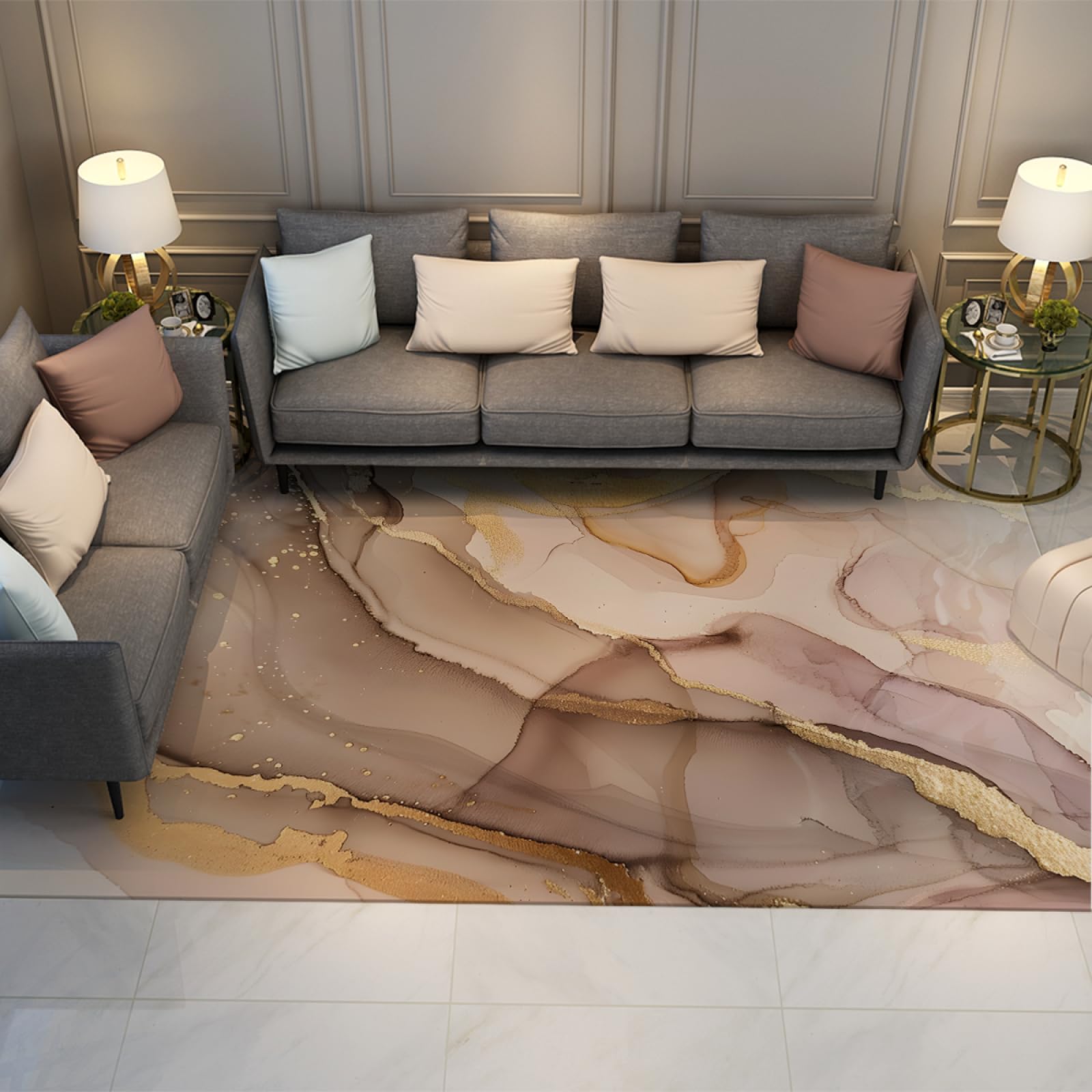 Tapis à poils ras kaki lavable pour vestiaire et patio