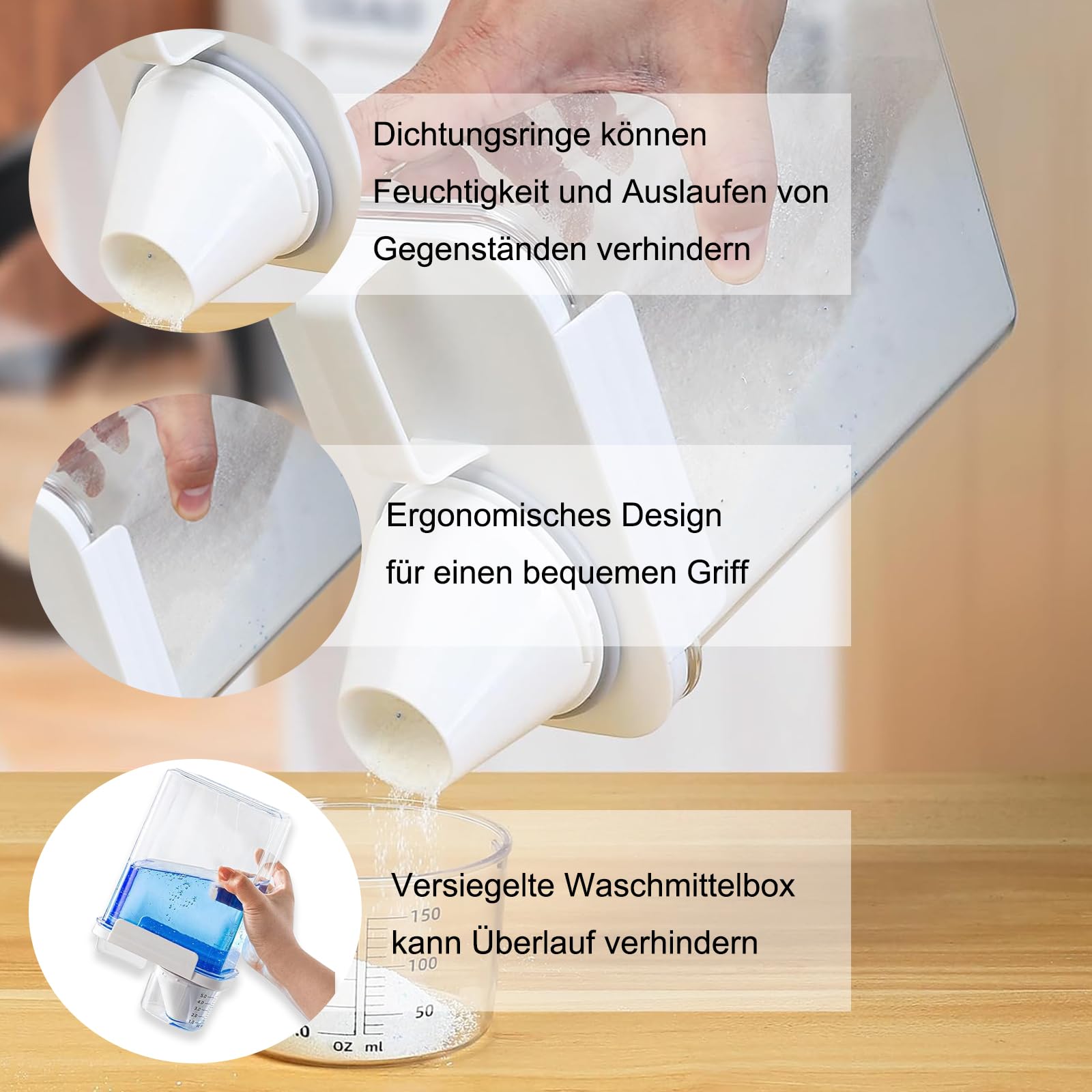 Contenitore Detersivo 2 Pezzi 2300ml: Dispenser Ermetico Con Misurino, Trasparente Per Lavanderia - Foto 9
