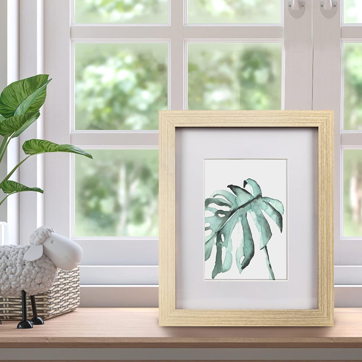 SESEAT 8x10 Picture Frame Natural Woodgrain Set of 6, Display Pictures 5x7 With mat or 8x10 Without Mat - Image 3