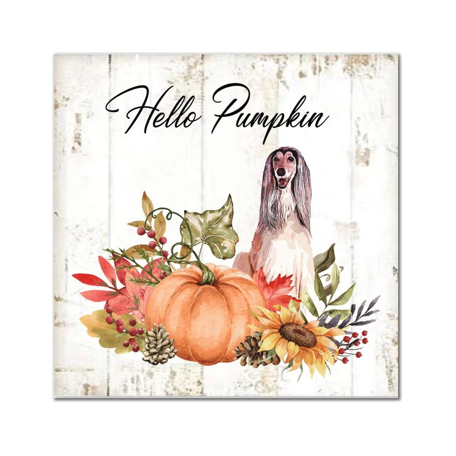Cadeau de pendaison de cremaillere plaque bois Hello Pumpkin Labrad