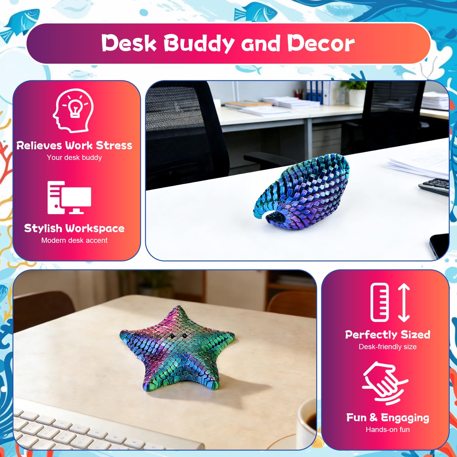 3D Printed Starfish Fidget Toy, Cute Star Sensory Fidget Toys, Stretchable And Flexible Star Stress Relief Toy - Image 4
