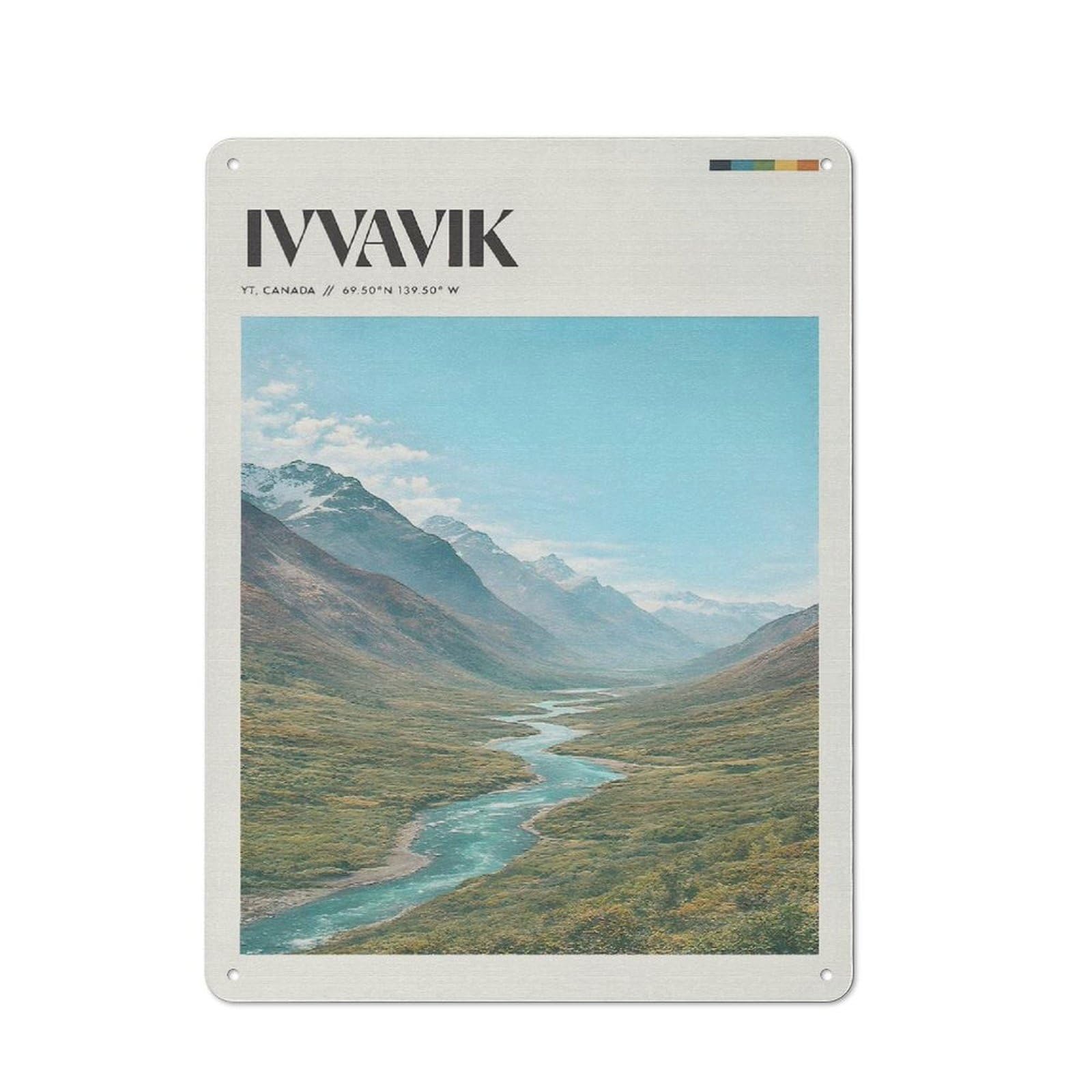 Junmoney Style-14 Ivavvik National Park Landscape Classic Metal Wall Decor 40X30cm, Office Metal Sign For Workspace, Cafe, Shop Or Desk Area
