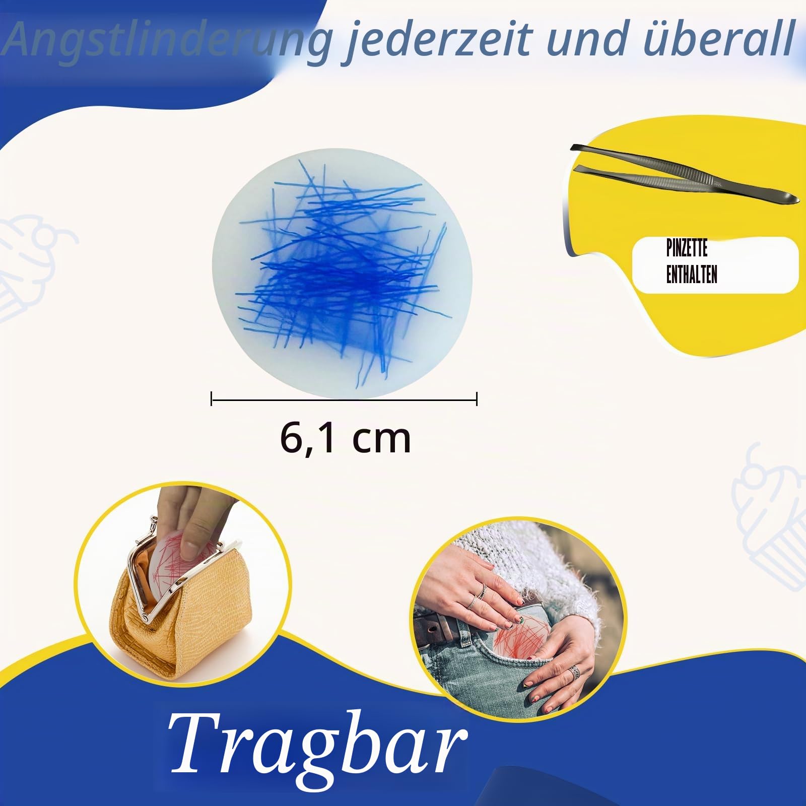 5 Packungen Skin Picking Fidget Pads mit Pinzette für Trichotillomanie Haut Picking Fidget Silikon Haut Haar Picking Fidget Angst für Erwachsene