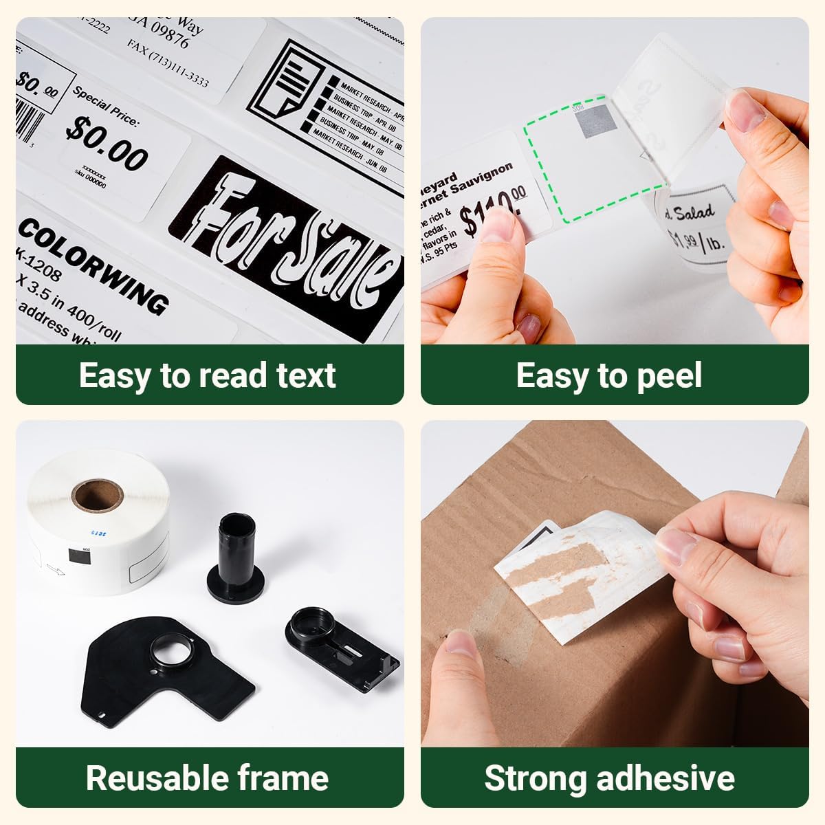 Compatible with Brother QL-800 Label DK-1208(1.4 in x 3.5 in, 400/roll) Large White Paper Address Die-Cut Label Work with QL-700 QL-600 Printers (8 Rolls + 1 Frame)