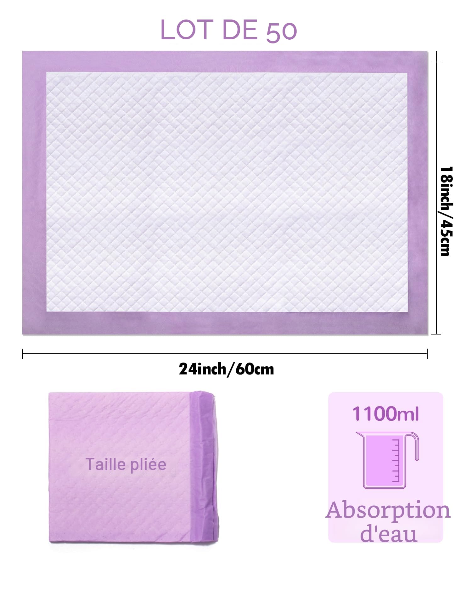 Matelas à Langer Bébé - Alèse Jetable Pack de 50 pour Table à Langer et Lit Bébé 45 x 60 cm Ultra Doux, Super absorbants et imperméables