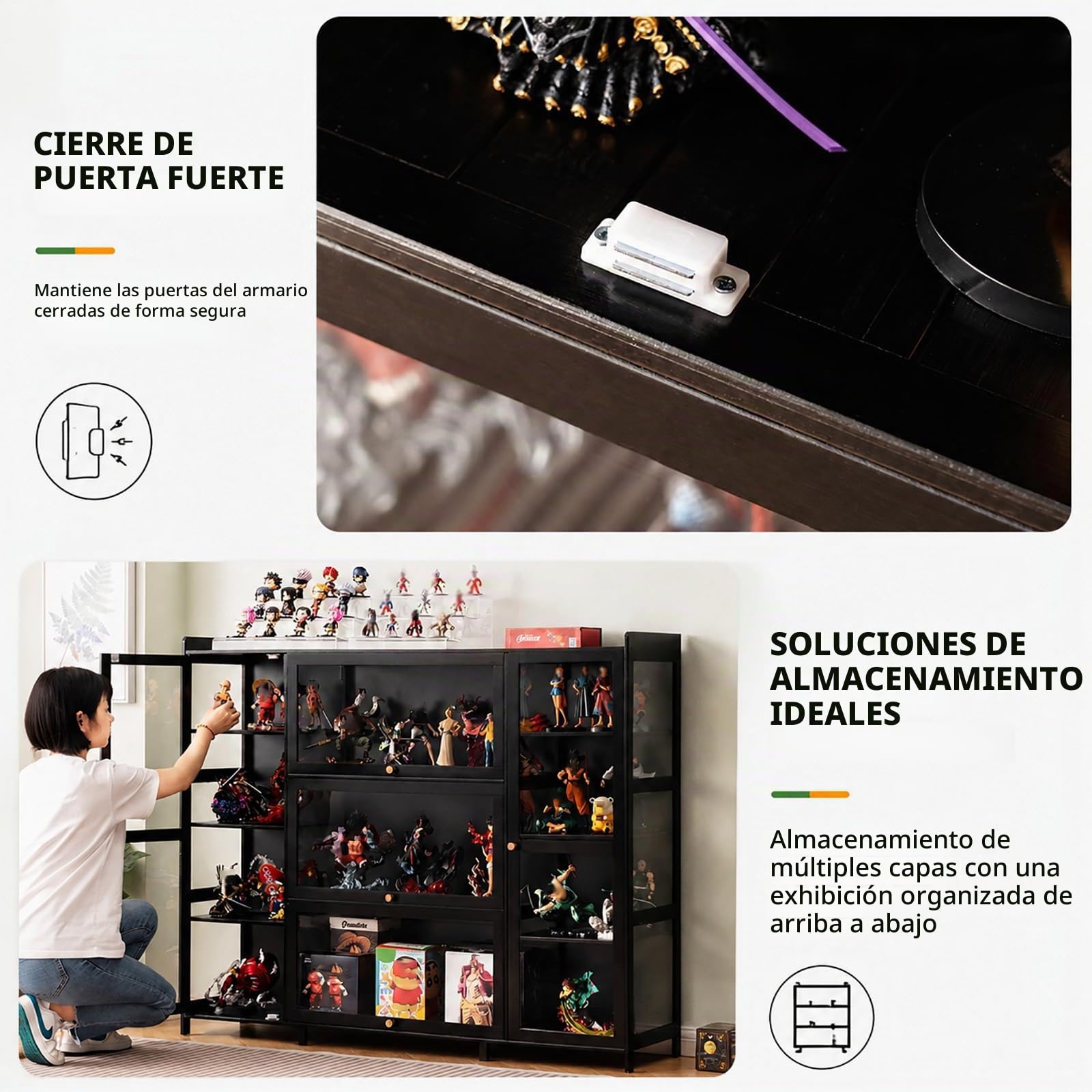 vitrina para Colecciones Expositora de Cristal, Adecuado para Coleccionables, Decoraciones, Figuras. 135×33×111cm