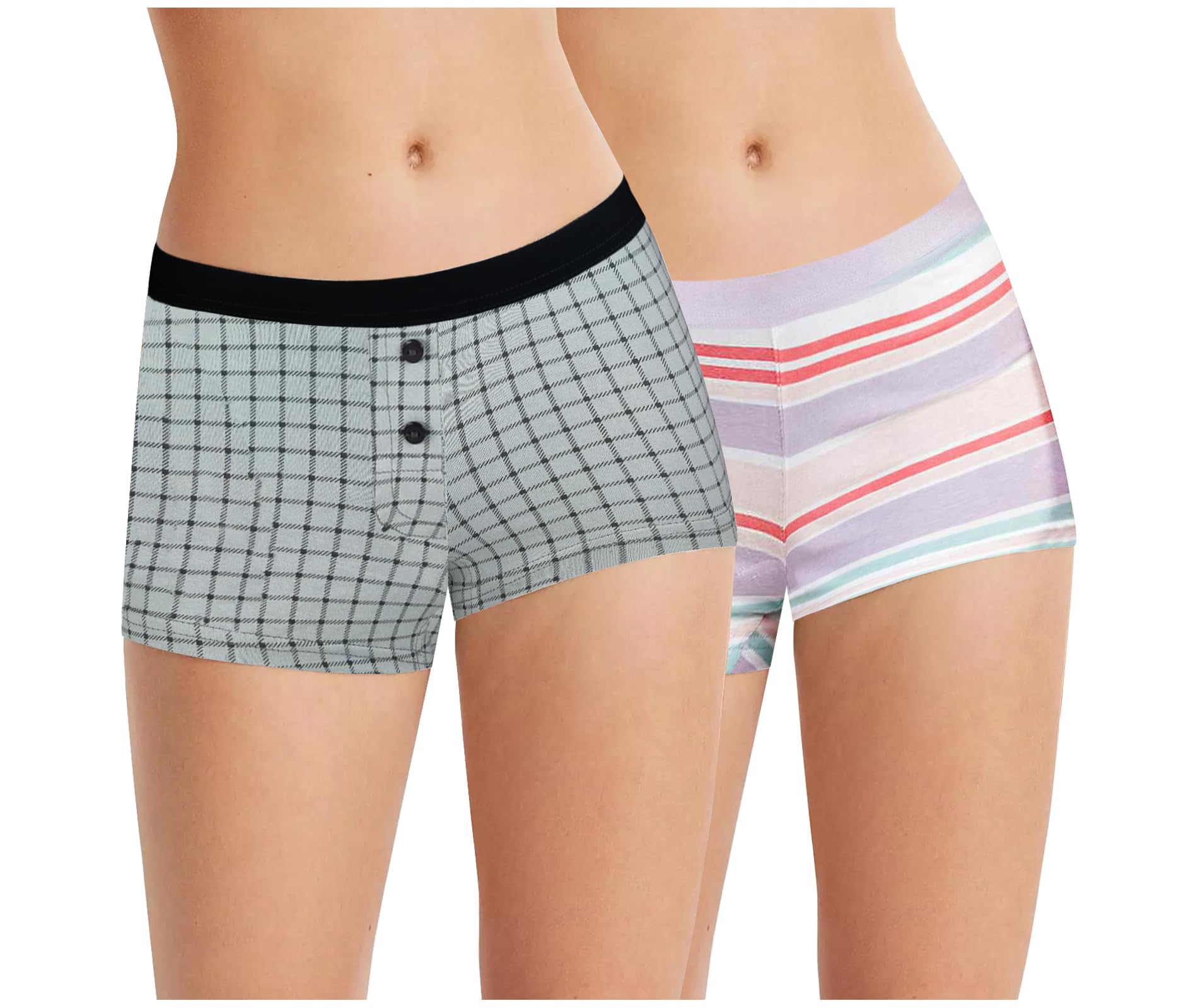 Women's Boyshort Underwear Cotton Bloomer Briefs Hipster Boy Leg Panties Combo (Prints & Colours May Vary)-image-12
