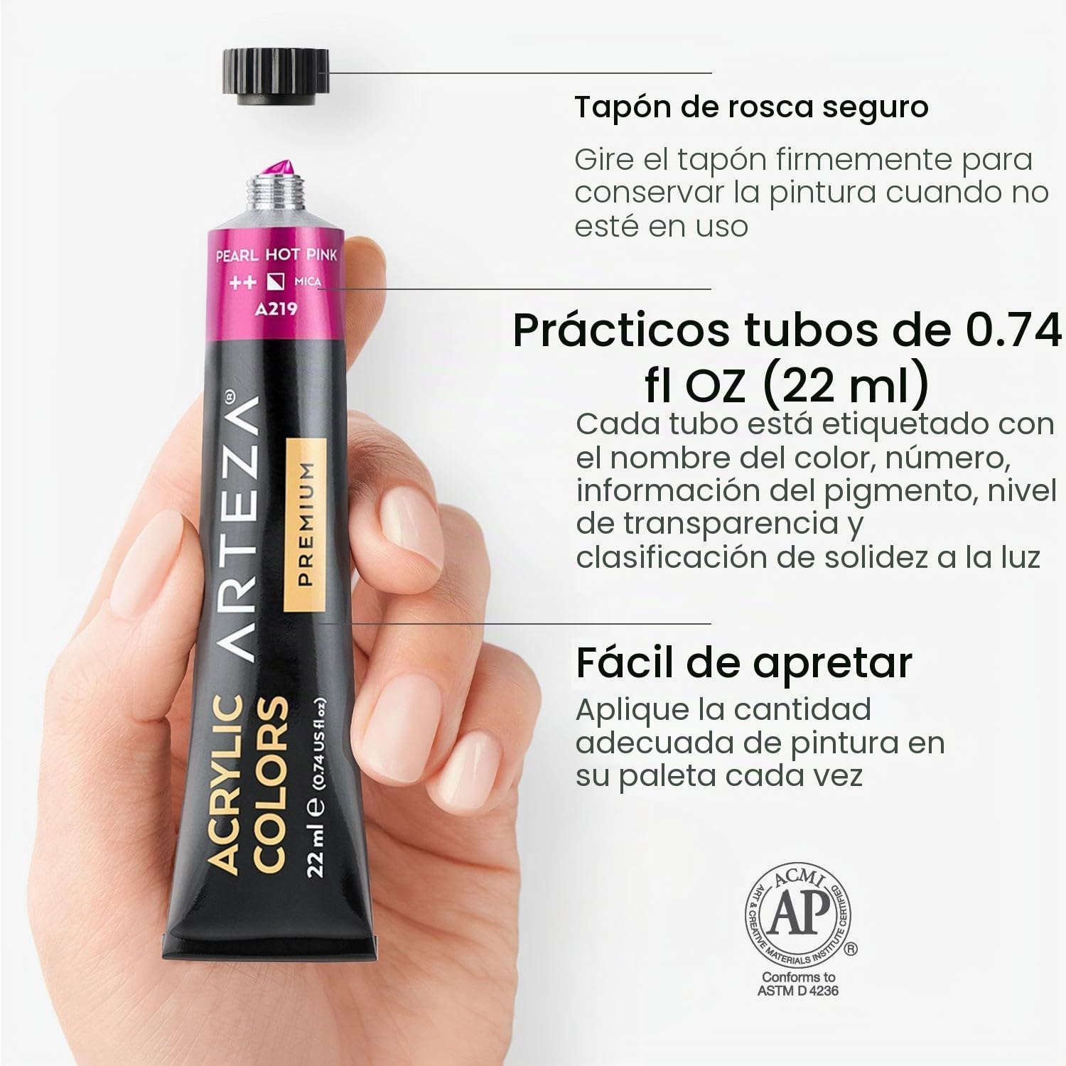 ARTEZA Pintura acrílica metálica | 36 colores | 36 tubos de 22 ml | Pinturas acrílicas para lienzos | Acrílicos resistentes no tóxicos | Tubos de pintura acrílica para artistas, principiantes y niños