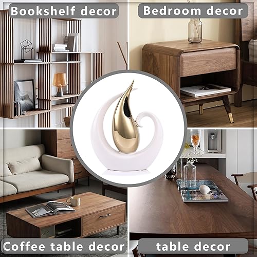 Miniatura 3 de Jarrón de cerámica, decorativo moderno, dorado y blanco, decoración central de mesa de comedor