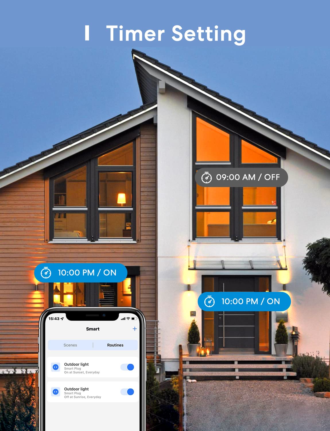Meross Presa WiFi Esterna, Multipresa Intelligente Outdoor 2 Prese Uscita, Controllo Remoto Separato Tramite App, Compatibile con Alexa, Google Assistant, e SmartThings