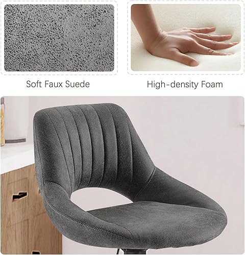 Miniatura 4 de Zouron Taburetes de bar giratorios para encimera de cocina, sillas de bar ajustables con respaldo alto, taburetes de bar tapizados de gamuza