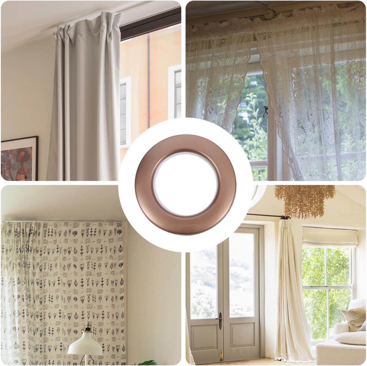75 Pcs Reusable Sliding Curtain Grommets Plastic Inner Diameter Rings Silent Roman Curtain Eyelet Rings for Window Drapery Hardware Home Décor