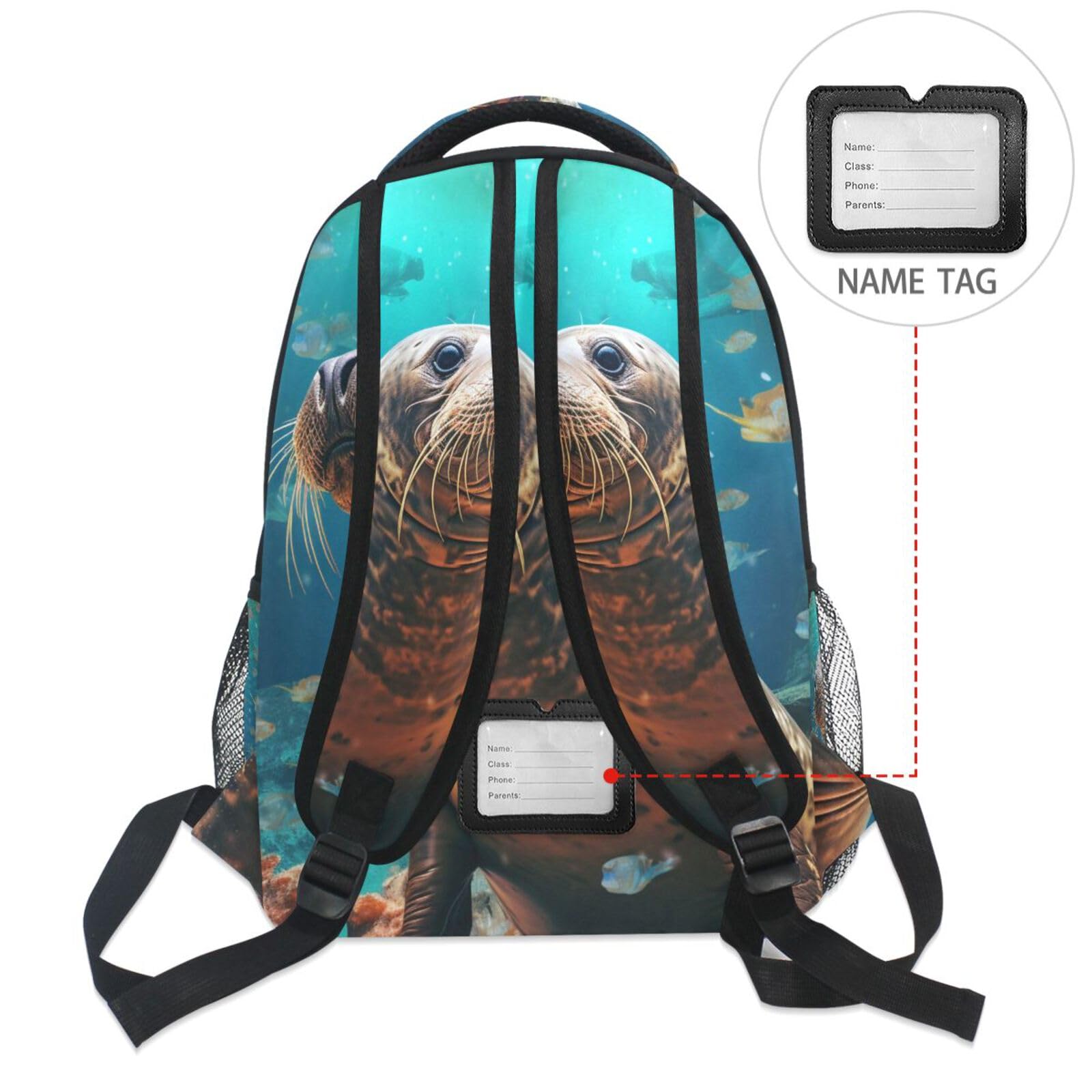 Sigillo Nuoto Blu Oceano Zaino per Bambini Studente Scolastico Zaino da Bookbag Borsa Del Libro per Viaggio Teenager Ragazze Ragazzi Capretto