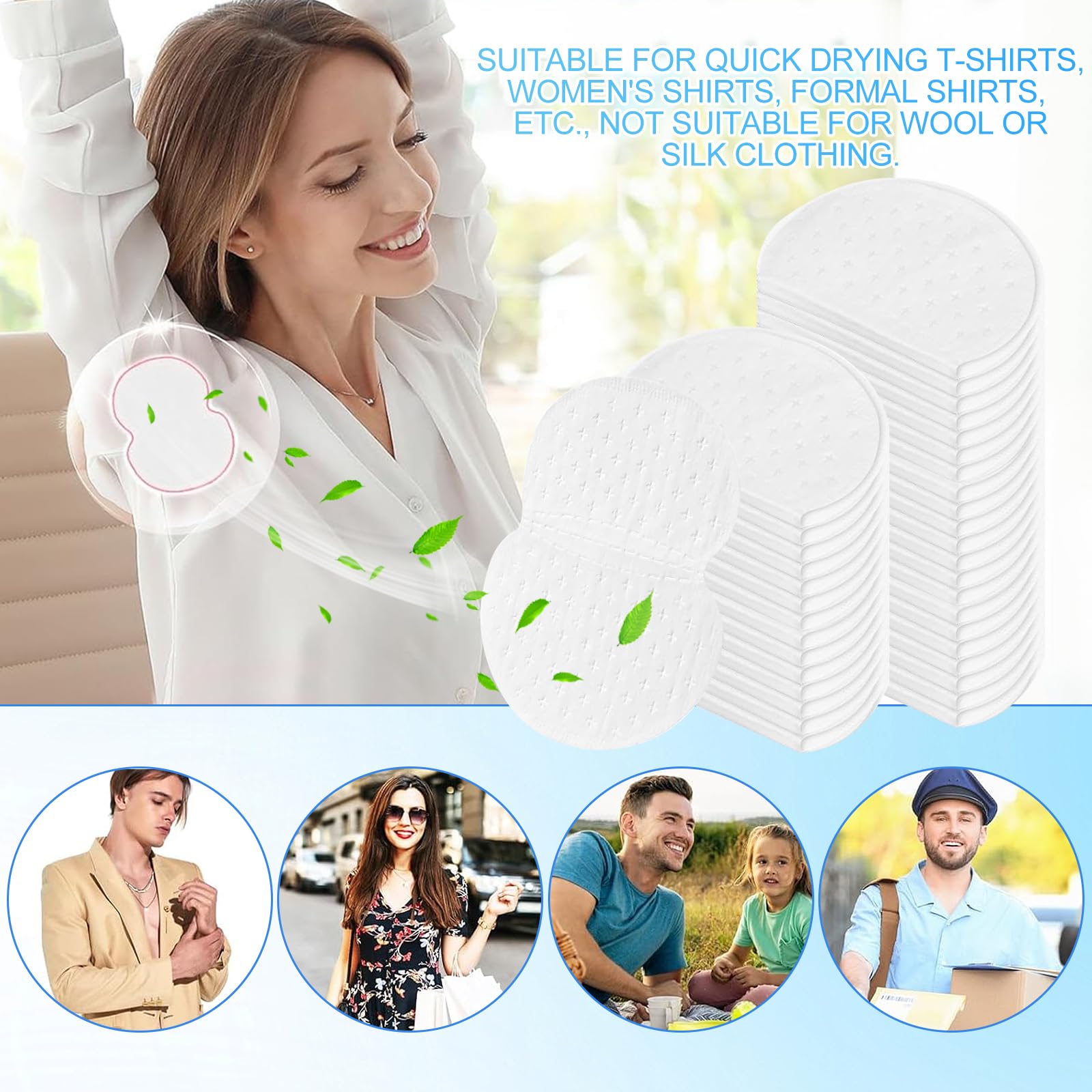 100 Piezas Almohadillas Sudor Axilas, Invisible Almohadilla para el Sudor de Las Axilas, Parches Antitranspirantes para Las Axila Mujer Hombre, Desechables Parches Antisudor Axila