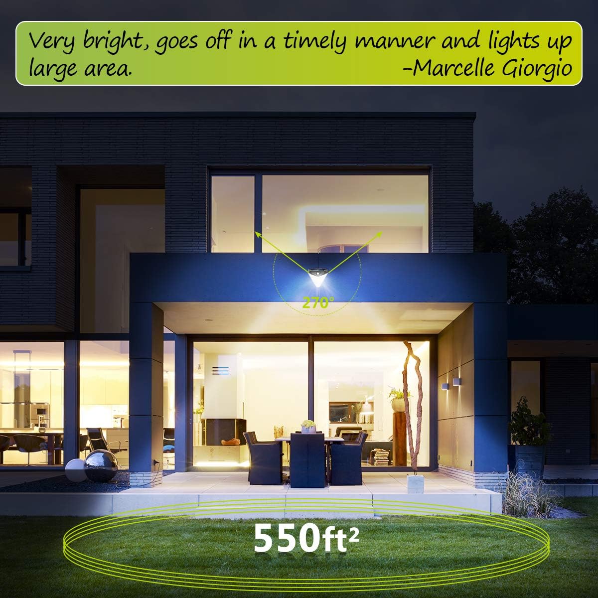 NACINIC Solar Motion Sensor Lights Outdoor, 3 Modes(Security/Continuous On/Smart Sensor Control) Waterproof Wireless Light with 4 Sides Led for Wider Lighting Coverage(5500K, 2 Pack)
