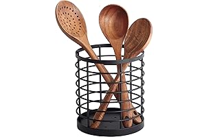 Matte Black Metal Utensil Holder for Kitchen Countertop