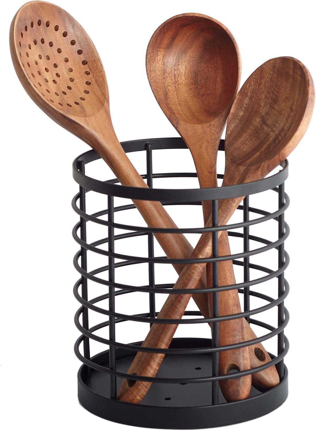 Amazon.com - Okuna Outpost Matte Black Utensil Holder for Kitchen Organization, Metal Straw ...