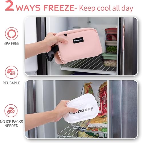 Miniatura 3 de Pequeña bolsa hielera congelable para el trabajo, escuela, viajes, pequeña bolsa aislada para niñosadultos, bolsas de almuerzo congelables, bolsa de