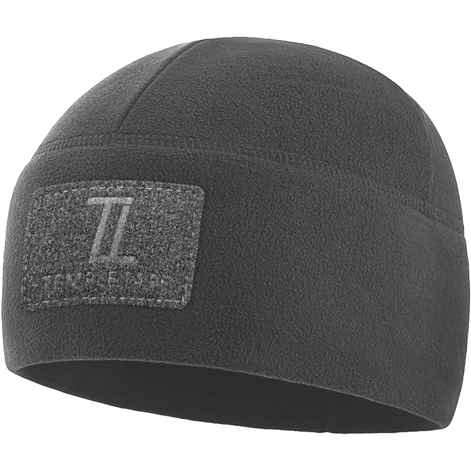 Temple Tape Tactical Beanie Hat - Front & Back Patch Panel - Multi Season Military Hats for Men - Mens Patch Army Beanies, Graphite Gray, One Size