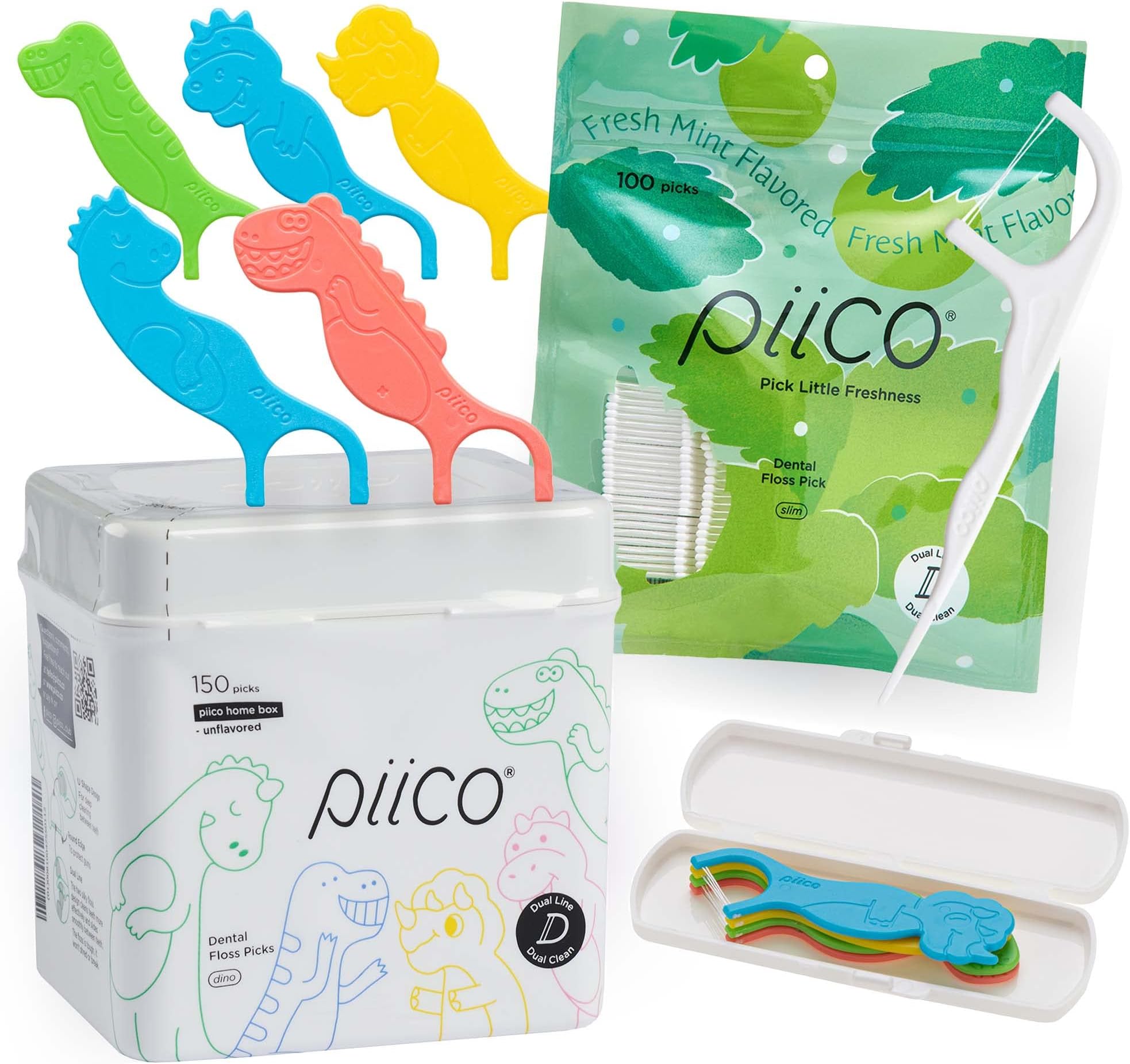 Piico Dental Floss Picks Bundle Unflavored Fluoridefree