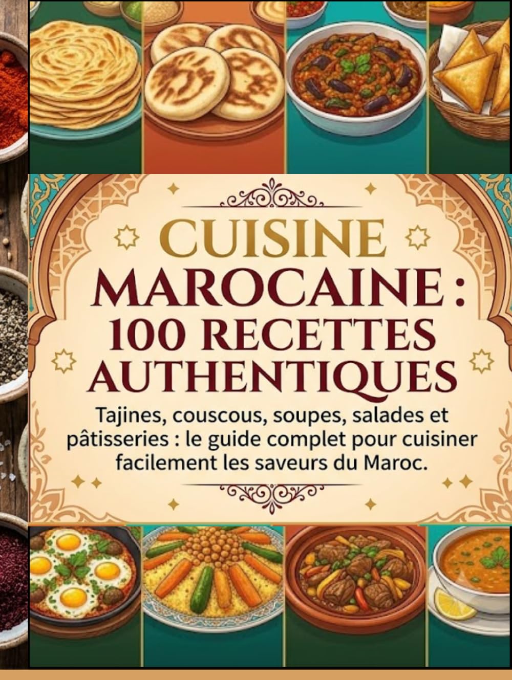 Cuisine Marocaine : 100 Recettes Authentiques: Tajines, couscous, soupes, salades et pâtisseries : le guide complet pour cuisiner facilement les saveurs du Maroc.