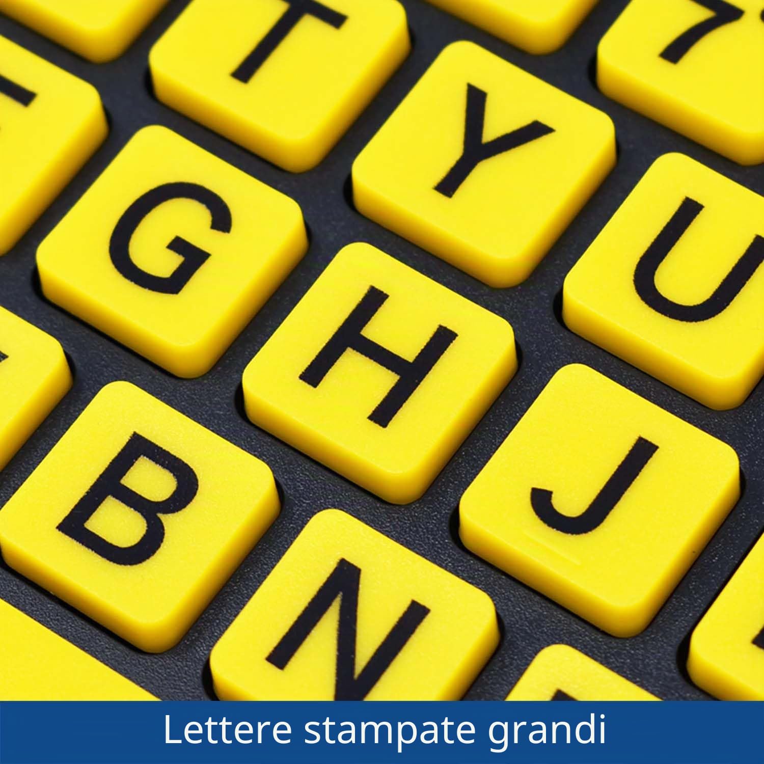 Tastiera grande per stampa – Giallo ad alto contrasto – USB cablata per ipovedenti e anziani – layout UK